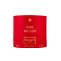 Maison Asrar Kiss My Lips by Maison Asrar 90ml EDP Unisex — Kotak silinder merah dengan bintang emas dan tulisan 'KISS MY LIPS', 'MAISON ASRAR', 'EAU DE PARFUM', '90 MLE', dan '3.04 FL OZ'.
