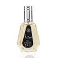 Ard Al Zaafaran Najdia by Ard Al Zaafaran 50ml EDP — Clear glass perfume bottle with a fluted design, silver cap, and a black label featuring Arabic script and 'NAJDIA' in white.