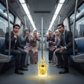 Afnan 9PM by Afnan 100ml EDP Men — Man in black suit stands behind a bottle and box of 9PM perfume on a marble table.