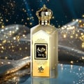 Afnan Rare Passion — Crystal perfume bottle with red liquid, gold cap, surrounded by red rose petals and small white and