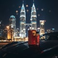 Afnan Supremacy In Oud — Amber glass perfume bottle with gold cap and emblem, next to a matching copper box with embossed