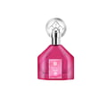 Al Wataniah Anwan Woody For Her 100ml EDP — Amber liquid in a clear glass bottle with a gold fluted cap and a black tag.