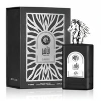 Al Wataniah Qahir Man by Al Wataniah 100ml EDP Men — Black perfume bottle with horse head cap next to matching box with