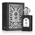 Al Wataniah Ain Emarat Eternal Extrait Perfume — Teal fluted bottle and matching box with Arabic calligraphy and lion emblem