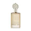 Afnan Supremacy In Heaven by Afnan Perfumes — Blue perfume bottle with silver cap and emblem, emitting smoke, placed in a