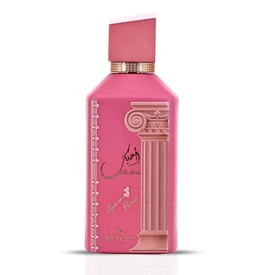 Ard Al Zaafaran Ahubbak Love In Paris EDP 100ml Zaafaran — Pink bottle with gold accents, featuring a classical column