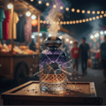 Ard Al Zaafaran Jazzab Silver — Perfume bottle suspended mid-air above hands catching fruit, with fruit crates in background.