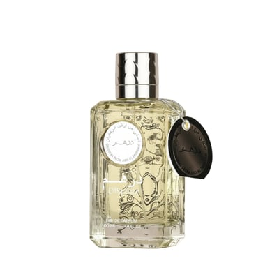 Ard Al Zaafaran Dirham By Ard Al Zaafaran Perfume For Him 100ml — Clear glass bottle with silver cap and black tag, showing
