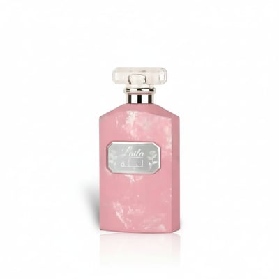 Ard Al Zaafaran Laila – Pink marbled bottle with clear faceted cap and silver label with floral design