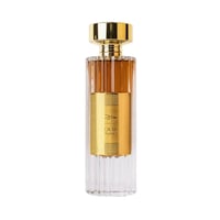 Ard Al Zaafaran Oud Romancea — Tall glass perfume bottle with gold cap and ornate gold label, showing amber liquid.