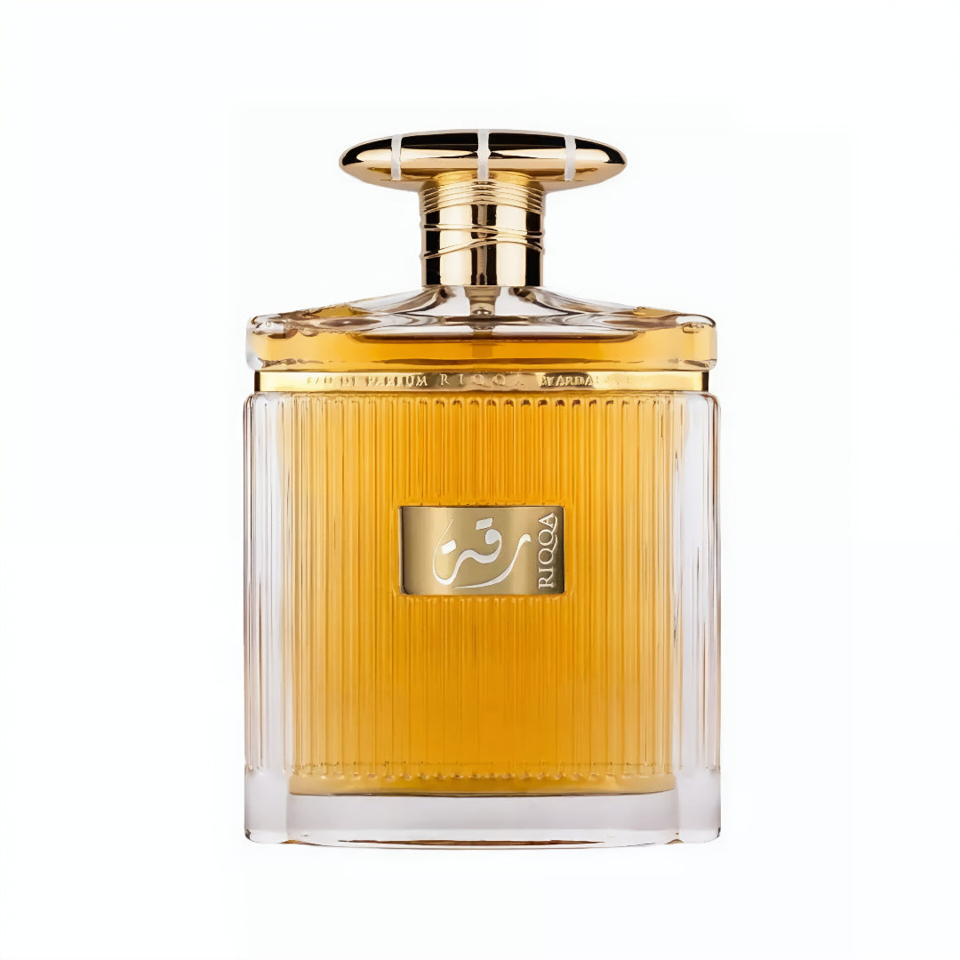 Ard Al Zaafaran Hayaati by Ard Al Zaafaran 100ml EDP Women — Perfume bottle with pink liquid and black label, cap beside it