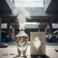 Ard Al Zaafaran Maraseem Al Malaki — Perfume bottle and box displayed on a white stand amidst lush green plants in a mall