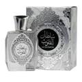 Ard Al Zaafaran Maraseem – Brown textured box with gold pattern next to a clear glass bottle with gold cap and brown