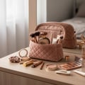 Ard Al Zaafaran Mousuf EDP — Perfume bottle with golden liquid next to a burlap drawstring bag with leather accents.