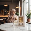 Al Wataniah Special Oud — Amber liquid in a clear glass bottle with a gold textured cap, resting on a textured beige fabric