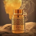 Ard Al Zaafaran Oud 24 Hours Majestic 100ml EDP Man – Ard Al Zaafaran, gold bottle with Arabic script on car console