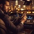 Ard Al Zaafaran Oud 24 Hours Majestic 100ml EDP Man – A man in a black suit stands next to a gold perfume bottle and box.