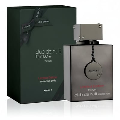 Armaf Club De Nuit Intense Limited by Armaf 105ml EDP Men CDNI — Dark green box with ribbon and matching grey perfume bottle