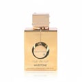 Ard Al Zaafaran Oudi — Brown leather-accented perfume bottle with gold cap and Arabic script