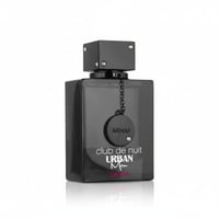 Armaf Club De Nuit Urban Elixir — Black glass perfume bottle with silver cap and chain detail, showing brand name and