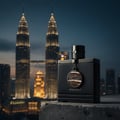 Armaf Club de Nuit Iconic 10ml EDP — Blue cylindrical perfume bottle and matching tube with silver accents and holographic