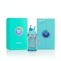 Armaf Club De Nuit Lionheart — Blue perfume bottle with lion emblem and textured cap sits in a gym cup holder next to a