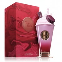 Armaf Yum Yum by Armaf 100ml EDP Women — Red textured box and pink milkshake-shaped perfume bottle with macaron topper