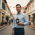 Armaf Monarque by Armaf Lions Club 100ml EDP — Perfume bottle on car sunroof with Kuala Lumpur Tower at night