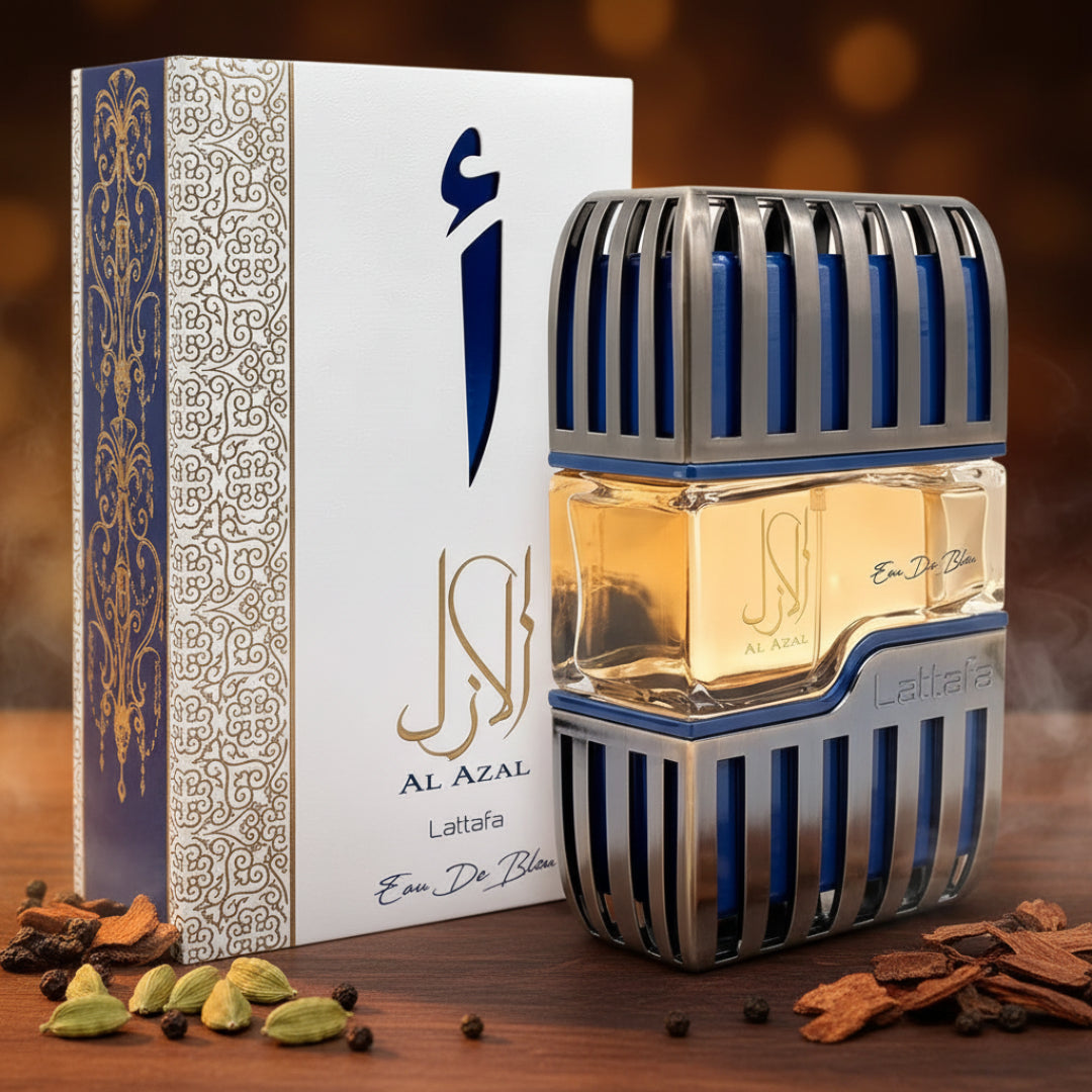 Armaf Dubai Nights Midnight — Black perfume bottle with gold accent charm sits on car center console
