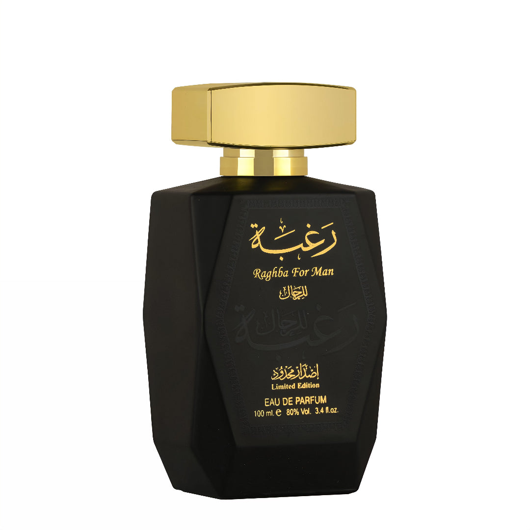 Botol Raghba Men Lattafa wangian lelaki bau oud vanilla woody pilihan ramai Malaysia