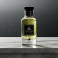Lattafa Ameer Al Arab by Asdaaf — Black perfume bottle and box on black leather car seats