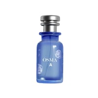 Osma Osma A Tropical & Soft 150ml EDP — Blue glass perfume bottle with silver cap, decorated with white floral outlines.