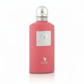 Lattafa Fakhar Rose Gold by Lattafa 100ml Women — White round bottle with rose gold accents and Arabic calligraphy on the