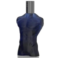 Volare Parfum Gladiator Twilight 100ml by Volare Man — A dark blue, muscular torso-shaped perfume bottle with a silver cap, isolated on a white background.