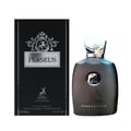 Maison Alhambra Perseus Exclusif — Black box with silver ornate details and 'PERSEUS' text next to a dark grey perfume bottle with a silver cap and circular emblem | Maison Alhambra Perseus Exclusif — Kotak hitam dengan perincian perak berhias dan teks 'PERSEUS' di sebelah botol minyak wangi kelabu gelap dengan