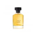 Al Rehab Spanish Vanilla Eau De Parfum 100ml — A clear glass perfume bottle with golden liquid and a black cap, featuring gold text that reads 'Spanish Vanilla' on the front. | Al Rehab Spanish Vanilla Eau De Parfum 100ml — Botol kaca jernih dengan cecair keemasan dan penutup hitam, menampilkan teks emas bertulis