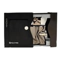 French Avenue Ghost Spectre by French Avenue 80ml — A sleek, dark gift box with a sliding compartment revealing a metallic, sculpted perfume bottle with gold accents. | French Avenue Ghost Spectre by French Avenue 80ml — Kotak hadiah hitam ramping dengan petak gelongsor mendedahkan botol minyak wangi logam yang