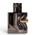French Avenue Ghost Spectre 80ml — A dark, metallic, sculpted perfume bottle with a bullet-shaped accent and gold lettering. | French Avenue Ghost Spectre 80ml — Botol minyak wangi logam gelap yang berskulptur dengan aksen berbentuk peluru dan tulisan emas.