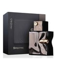 French Avenue Ghost Spectre — Black textured box with silver "SPECTRE" text and "GHOST" vertically on the side, next to a sleek silver and black perfume bottle with a gold bullet-shaped accent | French Avenue Ghost Spectre — Kotak hitam bertekstur dengan teks perak "SPECTRE" dan "GHOST" secara menegak di sisi