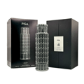 Lattafa Pride Pisa by Lattafa Pride 100ml EDP — A Leaning Tower of Pisa shaped perfume bottle displayed next to its black presentation box, with a smaller black box on the right.