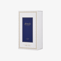 Lattafa Pride Sapphire Blue — White perfume box with gold ornate border, featuring a dark blue panel with Arabic and English text.