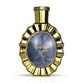 Lattafa Victoria by Lattafa 100ml EDP — Gold-accented oval perfume bottle with a fluted design and a dark, marbled insert featuring gold Arabic and English text.