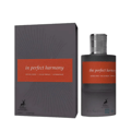 Maison Alhambra In Perfect Harmony 60ml EDP — Grey box with orange label and sunburst pattern next to a dark grey perfume bottle with an orange label and silver cap, on a white background.