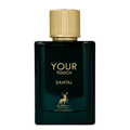 Maison Alhambra Your Touch Santal by Maison Alhambra 100ml EDP — A dark green glass perfume bottle with a fluted gold cap, featuring gold text 'YOUR TOUCH SANTAL' and a gold deer silhouette above 'MAISON ALHAMBRA'.