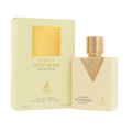 Maison Alhambra Chateau Ottoman Eau de Parfum — Cream-colored perfume box and bottle with gold accents and intricate geometric patterns, isolated on a white background.