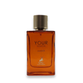 Maison Alhambra Your Touch Amber — Amber glass perfume bottle with a gold ribbed cap, featuring 'YOUR TOUCH AMBER' text and a deer logo.