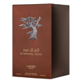 Lattafa Pride Eternal Oud — A brown box with a metallic tree emblem and Arabic text, featuring the product name 'ETERNAL OUD' and 'Lattafa PRIDE'.
