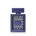 Rave Now Intense by Rave 100ml EDP — Botol minyak wangi biru gelap dengan corak geometri di hadapan dan perkataan RAVE berwarna putih, di atas latar belakang putih.
