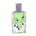 Maison Alhambra Sugar Me Pistachio Chocolate by Maison Alhambra 100ml EDP — Clear glass bottle with a lime green liquid, featuring a silver cap and a dripping design with black and silver circles on the front.