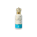 Maison Alhambra The White Cloud — White perfume bottle with a gold crown-shaped cap, adorned with blue and gold details, and a light blue band at the bottom with a deer logo.